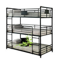 Triple Metal Bunk Bed With Full-Length Guardrails Heavy Duty Steel Frame