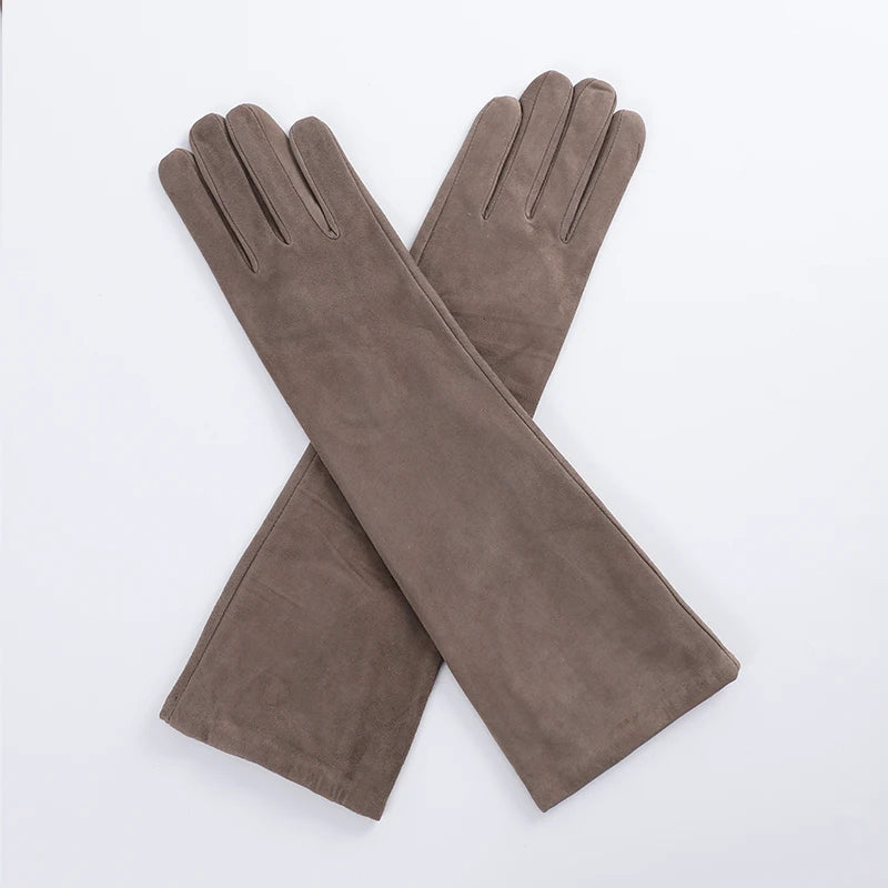 Factory Sale Elbow Length Girls Fashion Long Sleeve Leather Gloves