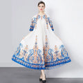 Women Clothing Dress Wholesale Custom Long Sleeve Dress Women's Floral Print Vintage Elegant Ladies Dresses