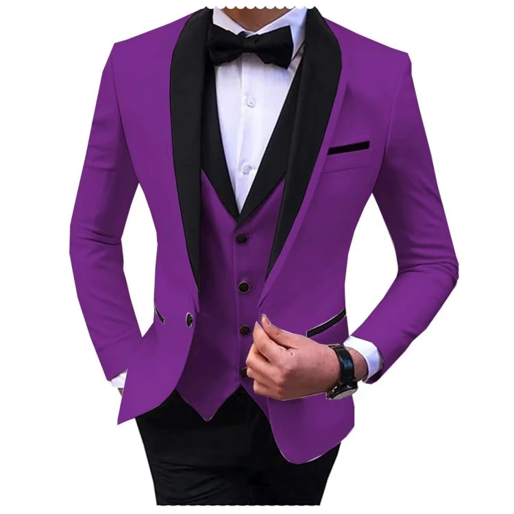 ODM MOQ One Piece Men Suits 3 Pieces Purple Wedding Party blazer Men Office Suit for Man