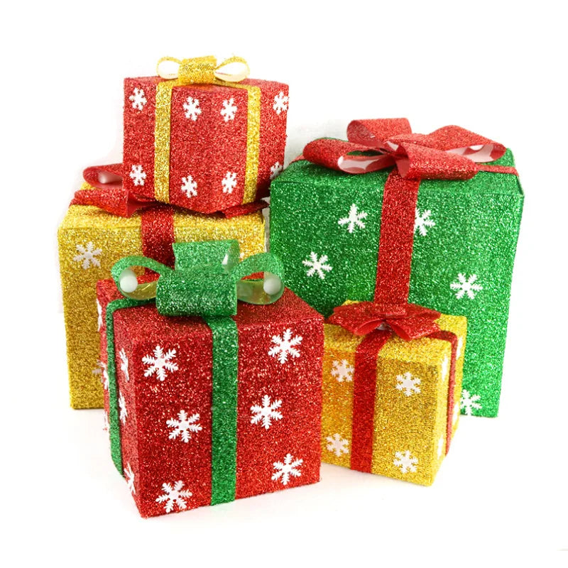 Promotion Christmas Laser Gift Box Decoration 15cm to 30cm Festival Ornament Christmas Gift Box