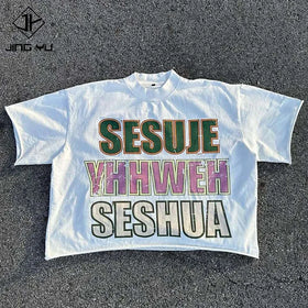 Custom Tee Fitted Manufacturer Man White 100% Cotton Oversize Dtg Printing Letter T-shirt Cropped Boxy t Shirt Men