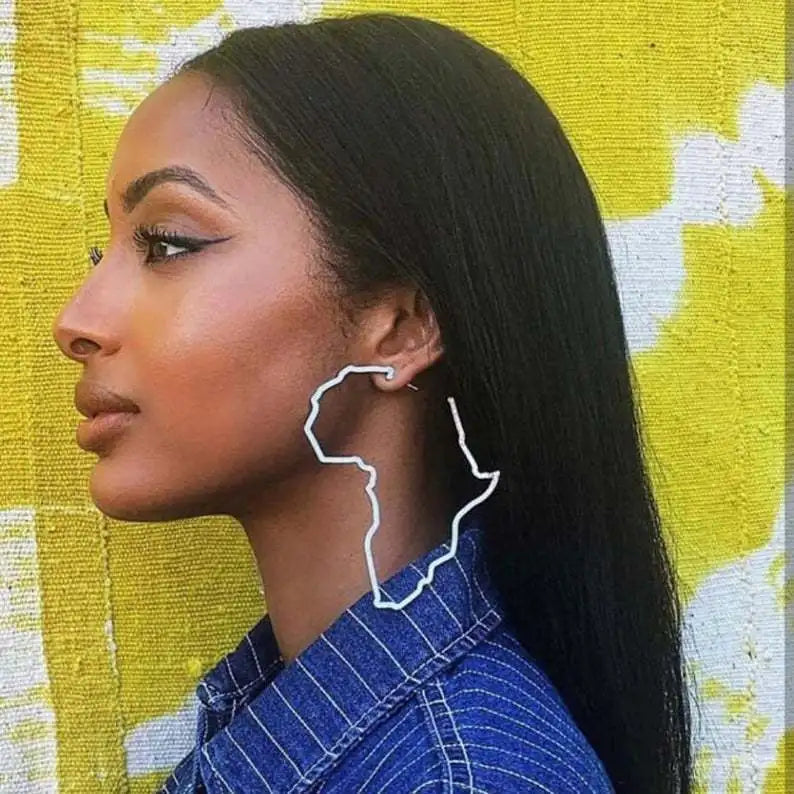 African Map Big Earrings Exaggerate Larger Earring Gold Color Africa Ornaments Traditional Ethnic Hyperbole Gift