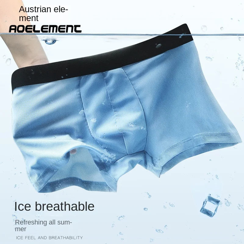 Uxyk-Men's Summer Breathable Ice Silk Polyester Boxer & Briefs Shorts New Wholesale Mid-Rise Man Underwear Pants