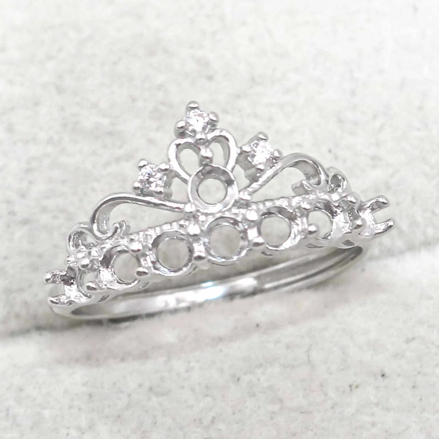 Sterling Silver 3*3mm Semi Mount Ring Empty Frame Blank Support Claw Setting S925 Base Holder Without Center Stone for Inlay DIY