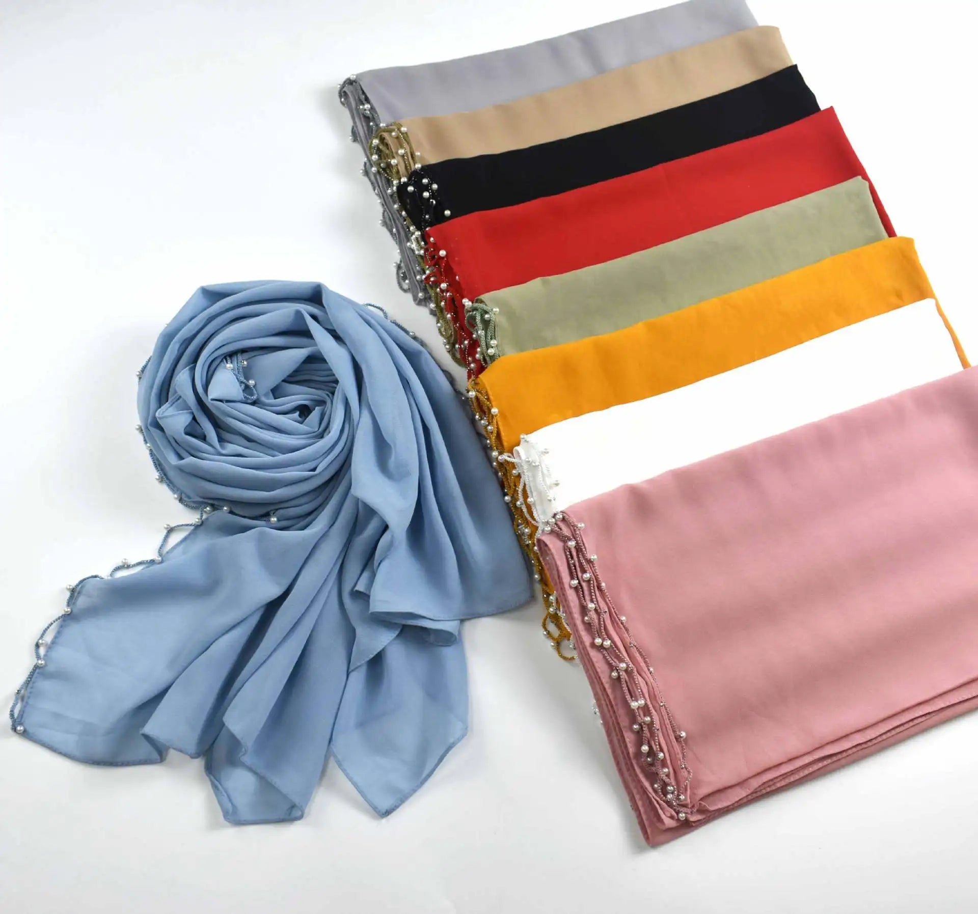 New Stitched Pleated Eyelash Lace Bubble Chiffon Hijabs Long Size White and Black Lace Elegant Shawls Scarf