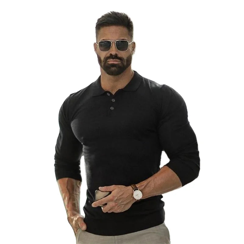 High Quantity New Fashion Spring Autumn Casual Cotton Long Sleeve Polo Shirt for Men