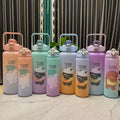 Botella Agua De Agua 2 Litros 2 Piece Cartoon Water Bottles Sport Plastic Strap Gym Motivational Water Bottle Sets