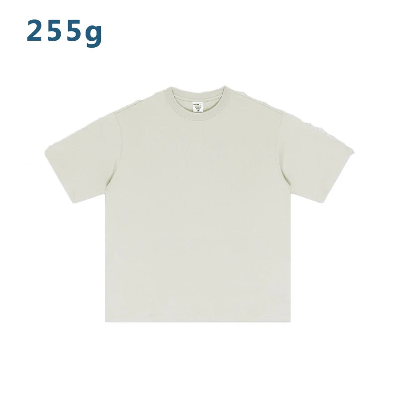 100% Cotton 255g High Weave Casual Oversize Men's T-Shirt Comfortable Anti-mite Cool Zone Solid Blank Design
