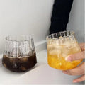 High Profile Horizontal Vertical Stripe Glass Coffee Mug Ins Wind Large Capacity Water Mug Clear Iced American Latte Milk Cup