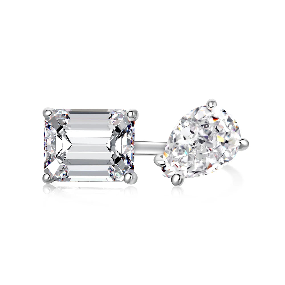 Dylam Wholesale Adjustable Engagement Double Diamond Pink Rectangle Open Ring 8A Zircon Sterling S925 Silver Non Tarnish Rings