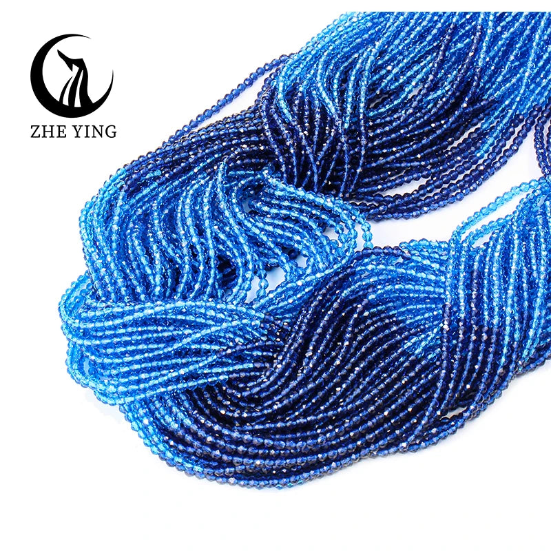 Zhe Ying Wholesale 2mm 3mm Round Faceted Crystal Beads Natural Stone Hydro Beads Loose Rondelle Glass Beads for Jewelry Making