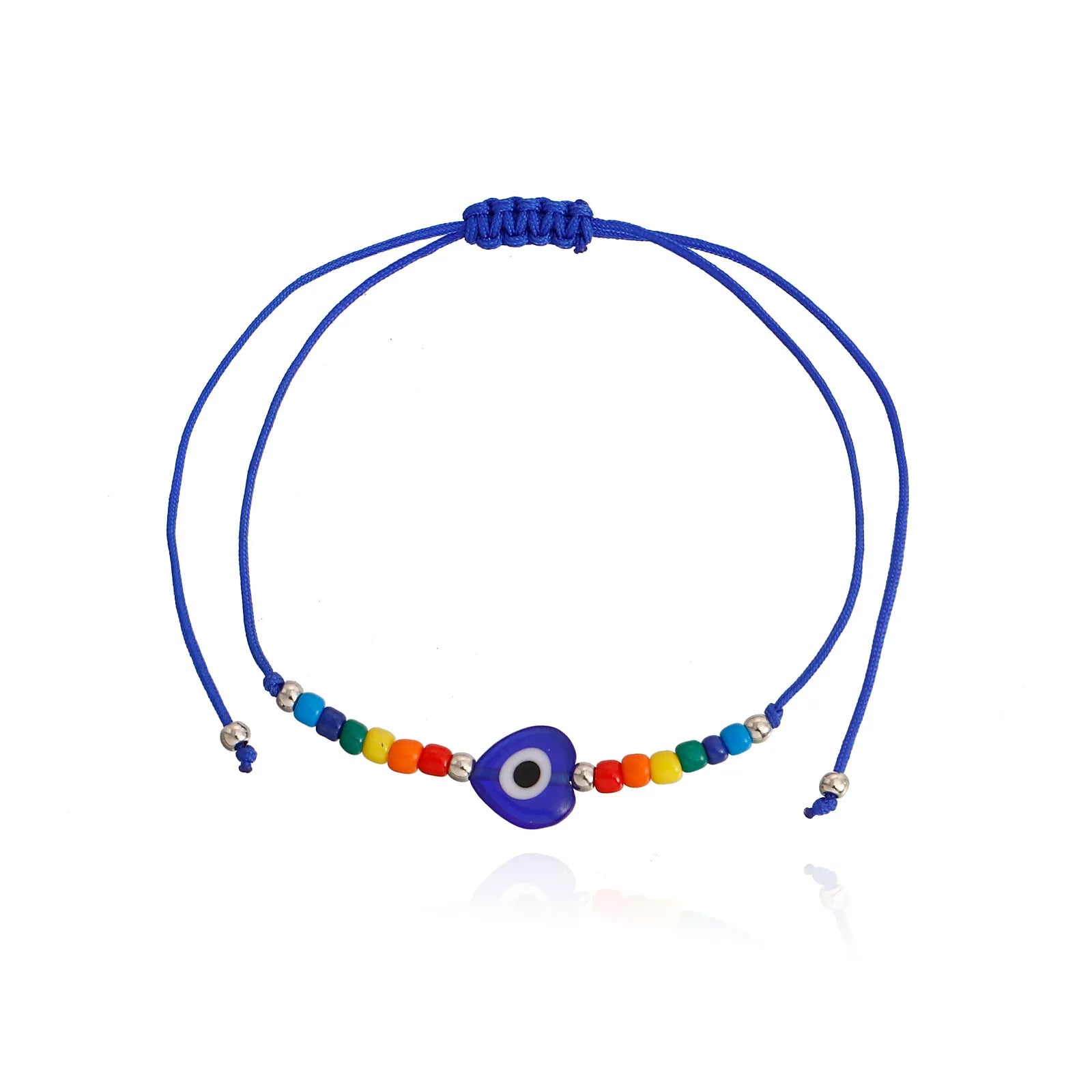 Bohemian Seed Glass Bead Heart Evil Eyes Beach Knitting Bracelet GMB013