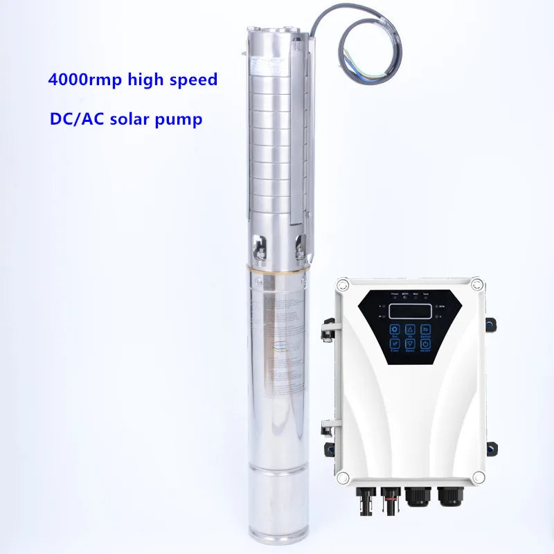 Sunfuture Solar Water Pump 2HP Submersible Deep Well Agriculture Irrigation Solar Powered Pumping DC 200V Outlet 1.25"