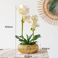 PU Material Realistic Looking Artificial Orchid Flower Pot With Gold Vase for Home Decoration