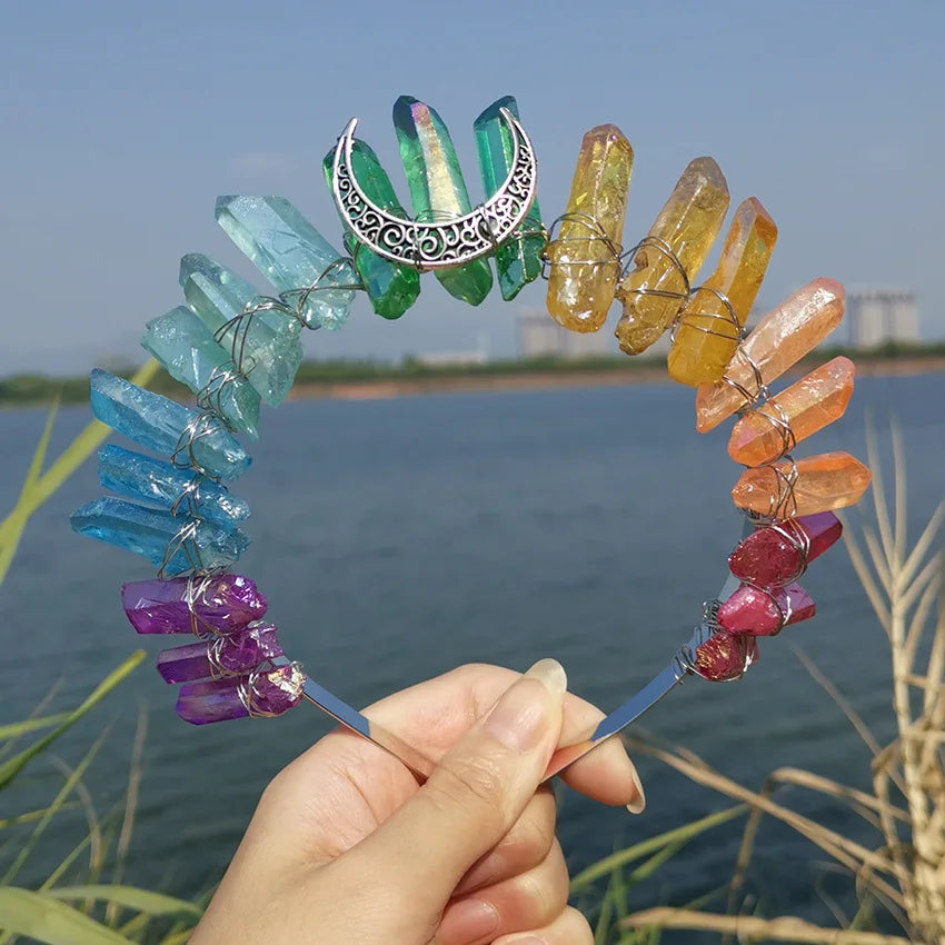 DIY Beautiful Equipment Mermaid Colorful Crystal Crown Hairband Hair Accessories Bridal Hairband