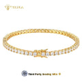 Wholesale Gold Plated Hip Hop Moissanite Bracelet 2-6.5mm Silver 925 Round Setting Moissanite Tennis Chain Bracelet