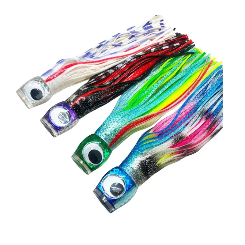 Spot Wholesale 230g 34cm Deep-sea Boat Fishing for Tuna Resin Head Trolling Bait Double Layer Octopus Skirt Lures