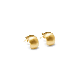 Surgical Titanium Steel Jewelry Ins Fashion Women 18K PVD Gold Plated Brushed Wide Stud Hoop Earrings Waterproof