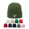Custom logo Winter Sun Embroidery Cuff Beanies Acrylic Skull Cap Solid Knitted Beanie Hat for Men Women