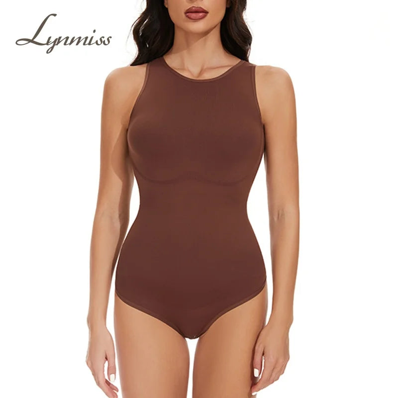 Racerback Breathable Women's Sleeveless Tummy Tightening Thong Body Shaper Seamless Bodysuit Medium Control for Sports Daily Use