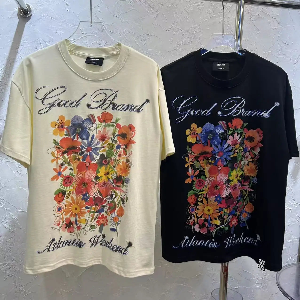 High Street Top Quality Vintage Design Gooobaan T-Shirt Tops Tees Fashion White Embroidery Hip Hop DTG Print T Shirts for Men
