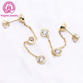 Fancy Jewelry AU585 Solid 14k Yellow Gold Moissanite Earrings Round Cut D VVS Moissanite Drop Earring for Women