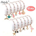 Bracelets for Teen Girls Pearl Pink Beaded Unicorn Animals Pendant Toddler Bracelets Crystal Party Favor Costume Kids SD1412