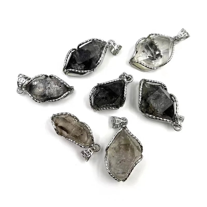Wholesale Natural Crystal 925 Silver Herkimer Diamond Pendant DIY Instagram Popular Style Clavicle Chain