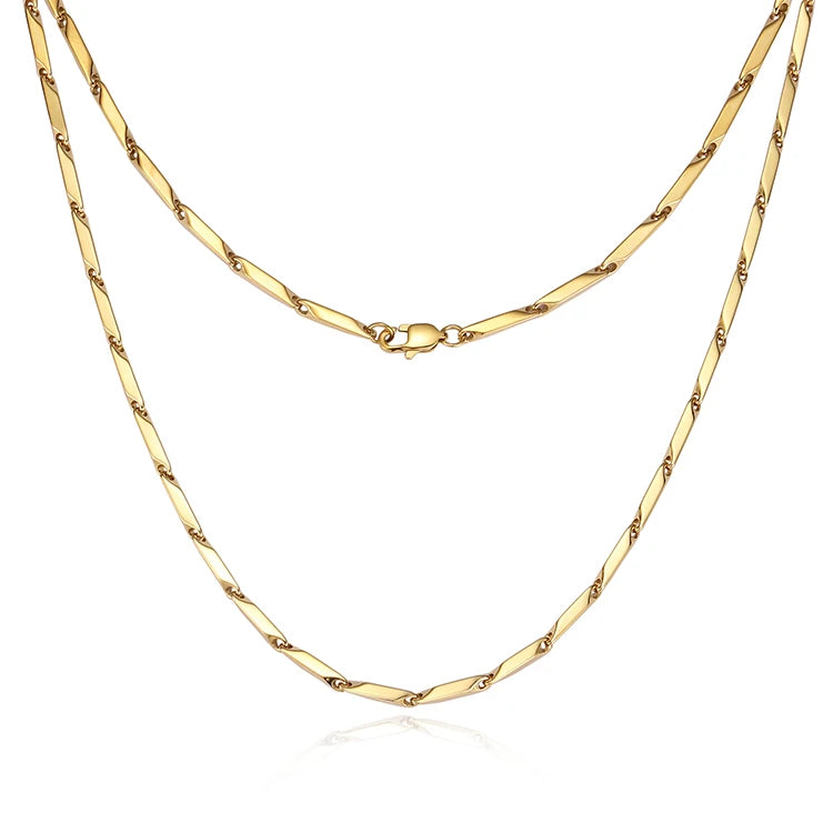 Wholesale Stainless Steel Jewelry 14K Gold Plated Stick Link Chain Necklace