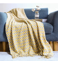 Houndstooth With Fringe Pattern Knit Faux Wool Jacquard Blankets Super Soft Cashmere Throw Blanket for Office Home Sofa