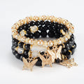 YL 4 Pack Bohemian 520 Gift Creative Women's Jewelry Butterfly Crystal Multi-layer Beaded Fashion Bracelet Bohemia