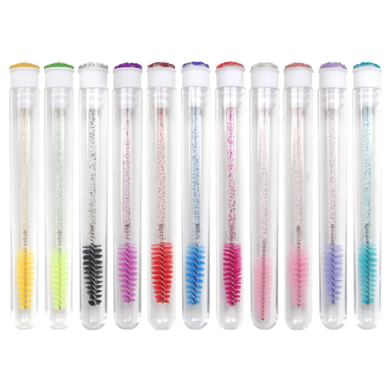 Sparkling Reusable Eyelash Brushes Mascara Wand in Tubes Eye Lash Brushes Eyebrow Spoolie Combs With Container Case