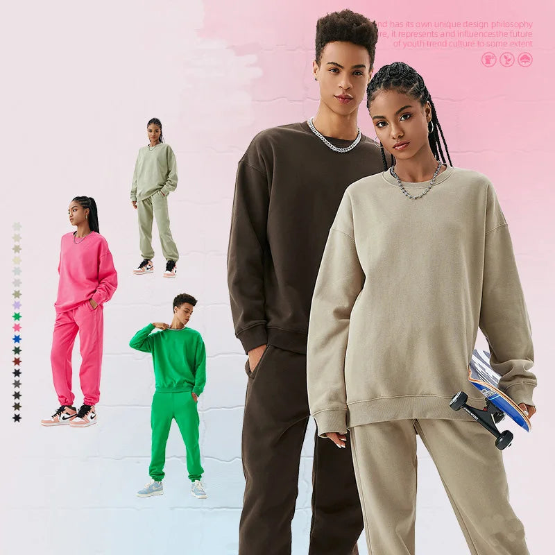 Leisure Sports Set for Men Loose and High-end Fleece Men's Hoodie Sanitary Pants Couple Outfit Tracksuits for Men