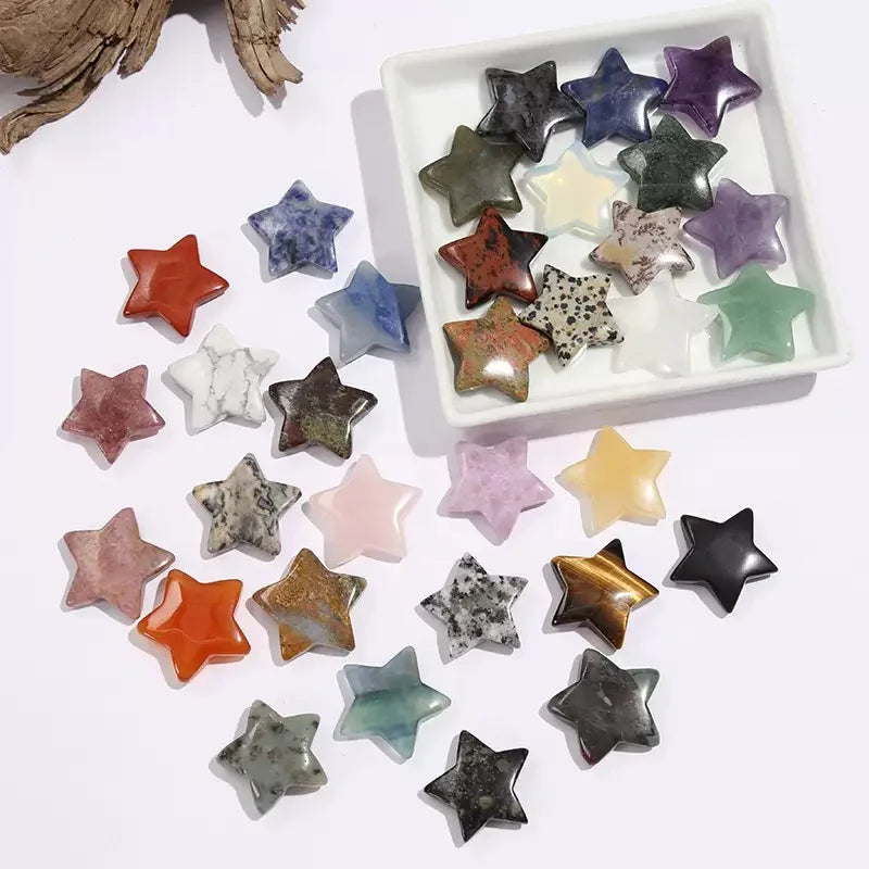 3cm Natural Crystal Gemstone Healing Stone Star Craved Crafts Ornament DIY Jewelry