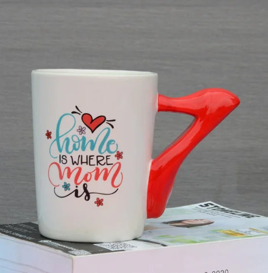 Creative Mother's Day Hair Dryer Lipstick High Heels 3d Hand-painted Ceramic Cup Perfume Bottle Handle Mugs