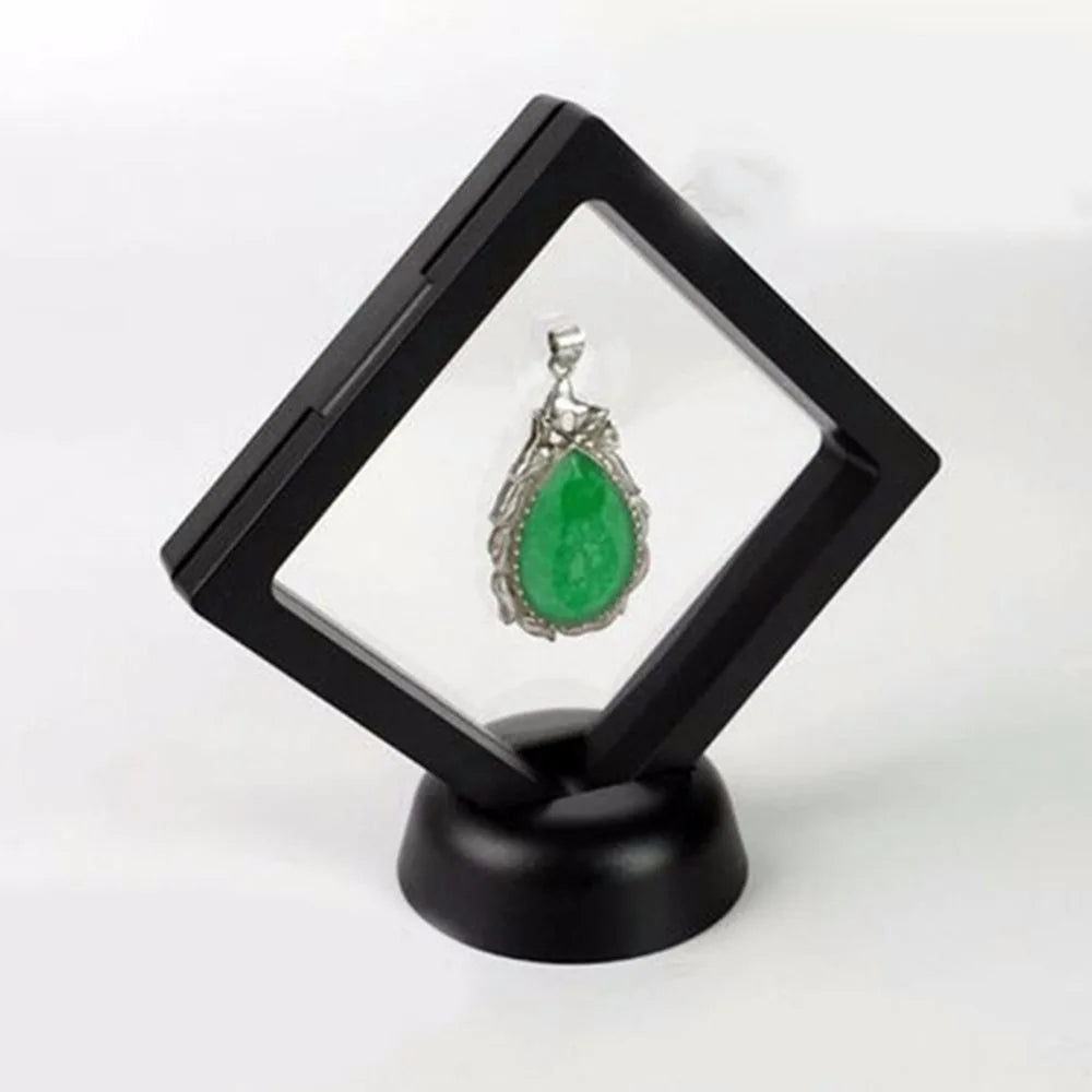 Top Selling 3D Floating Box Display Stand Holder ABS Material With Custom Logo for Rings Jewelry Stones Protective Case 11*11cm