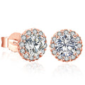 New Design Women Fine Jewelry Earring Bling Round Diamond 14K Rose Gold Plated S925 Silver VVS Moissanite Stud Earring for Girls