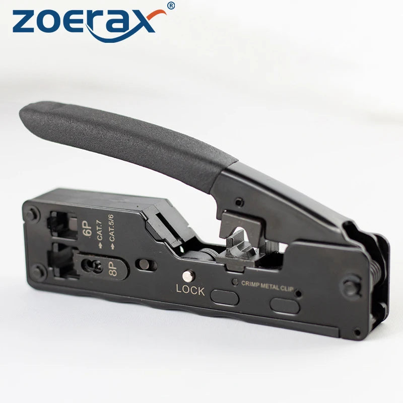 ZoeRax Cat5 Cat6 Cat7 Pass Through Crimper RJ45 RJ12 RJ11 Network EZ Crimping Pliers Tool