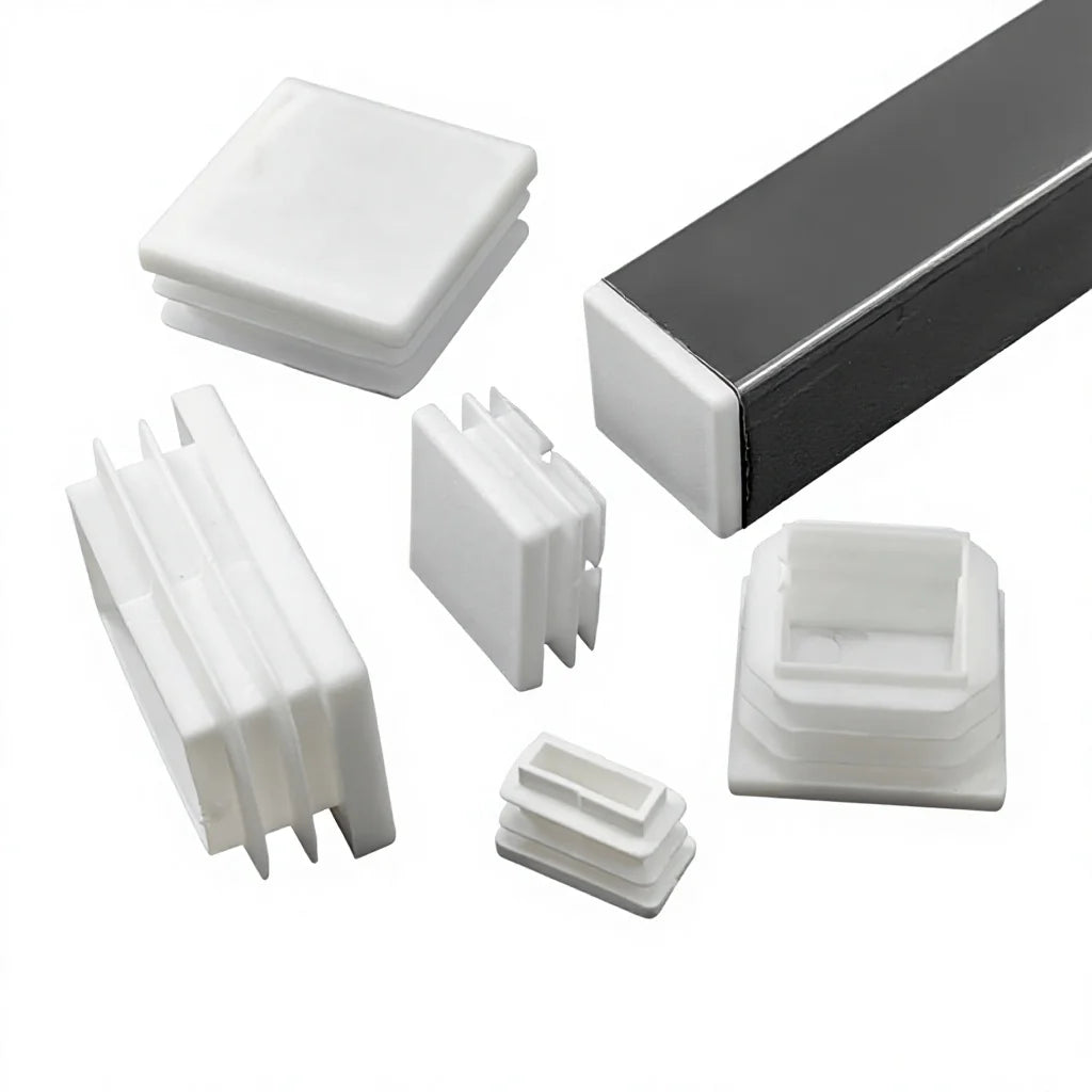 White Plastic Square Tube Plugs Black Anti-Slip Eco-Friendly End Plugs Inserts for Furniture Pads and Hardwood Floor Protection MegaBDM