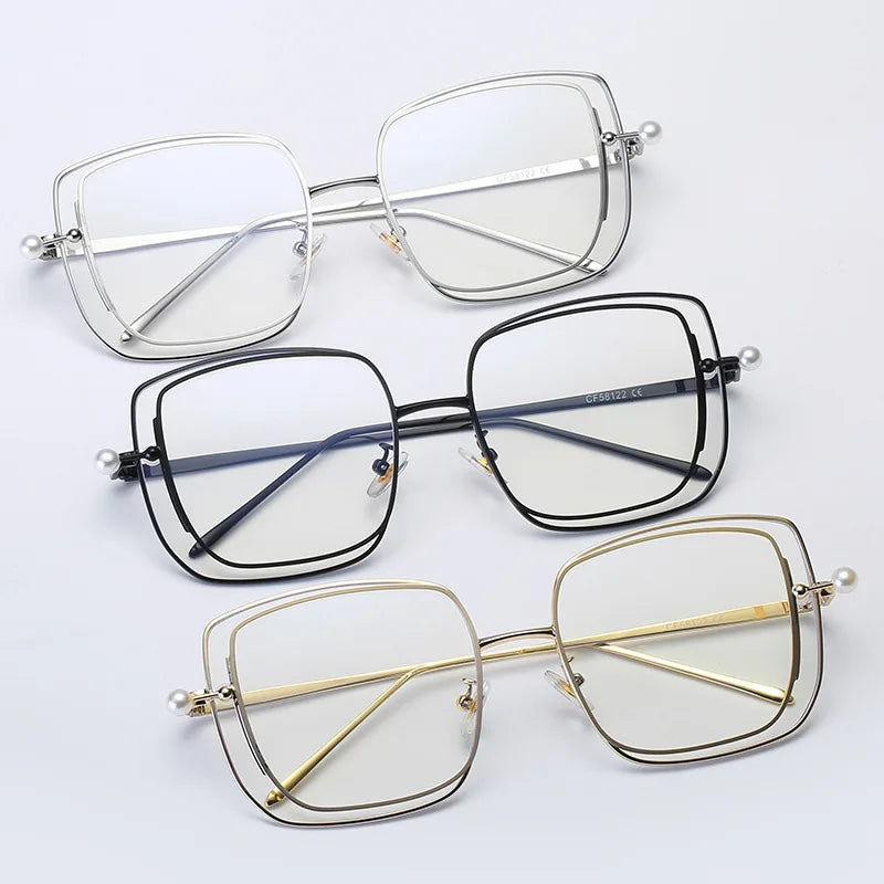 2022 New Design Fashion Anti Blue Light Glasses  Square Metal Optical Spectacles Blue Light Blocking Glasses for Women