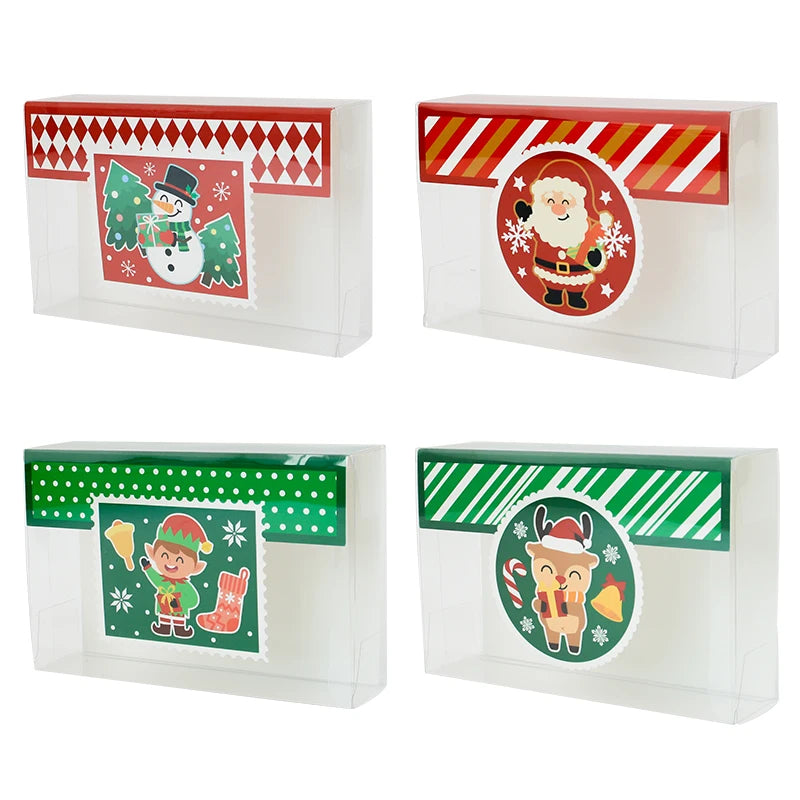 Christmas PVC Food Bakery Package Boxes Xmas Party Favor Gift Goodie Treat Wrapping Clear Boxes for Holiday Supplies