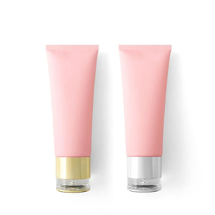 Stock Empty Pink Gel Plastic Bottles Hair Oil Body Container 100ml 100g 3oz PE Face Cleansing Tube Cosmetic Packaging