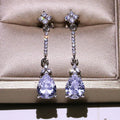 CAOSHI OEM Exquisite Pear Shaped Dazzling 3A Zircon Long Hanging Earrings for Women Fashion Party Silver Plated Pendant Earrings
