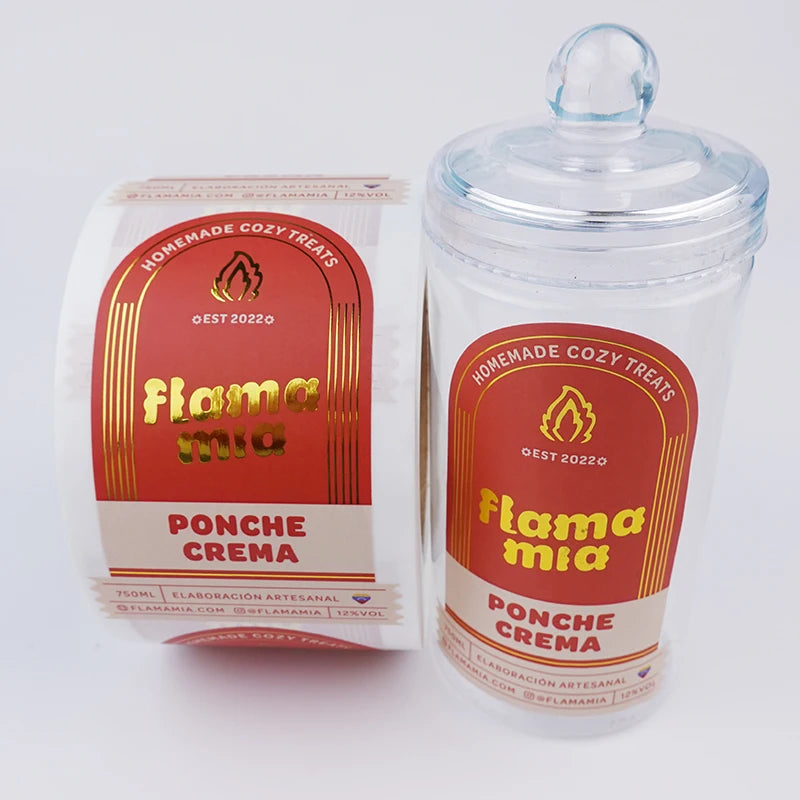 Printed on Demand Packaging Labels Gold Foil Printing Vinyl Adhesive Stickers Vintage Custom Labels for Bottles