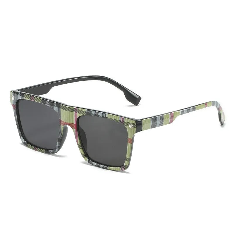 Personality Classic Design Checked Stripe square Sunglasses Outdoor Driving Unisex Shades