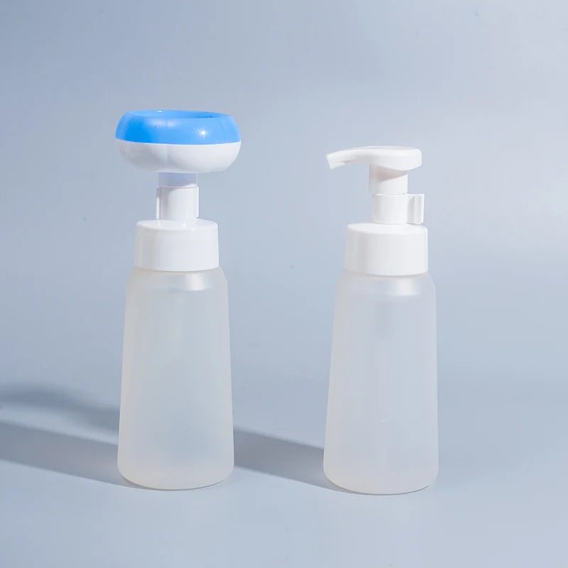 250ml HDPE Translucent Matte Frosted Shape Flower Pump Hand Soap Cleaning Mousse Dispenser Empty Refillable Plastic Bottles