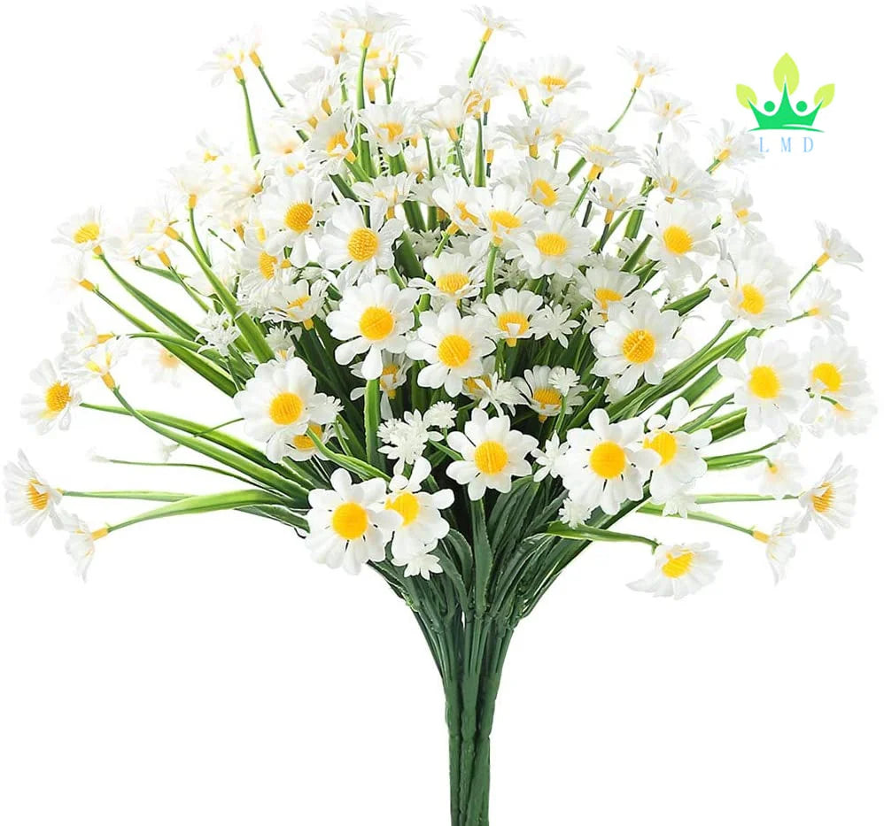 Outdoor Artificial Daisy Flowers No Fade Faux Plastic Garden Porch Window Box Decor for Graduation & Mother's Day