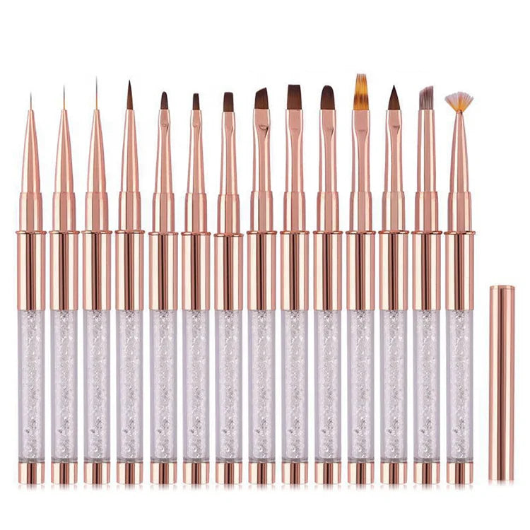 Rose Gold 3D Tips Line Stripes DIY Drawing Pen UV Gel Brushes Fine Line Nail Art Brushes