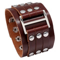 Hot Selling Men's Vintage Punk Style Genuine Leather Bracelet Fashionable Retro Rivet Bangle